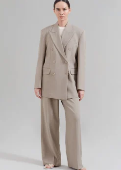 The Frankie Shop Nessi Double Breasted Blazer Taupe