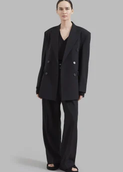 The Frankie Shop Nessi Double Breasted Blazer Black New