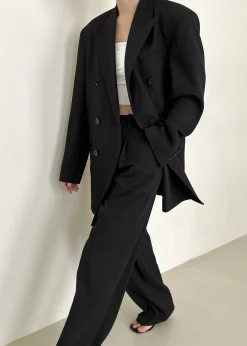 The Frankie Shop Nessi Double Breasted Blazer Black New
