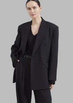 The Frankie Shop Nessi Double Breasted Blazer Black New