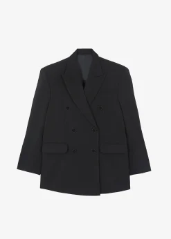 The Frankie Shop Nessi Double Breasted Blazer Black New