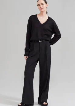 The Frankie Shop Nessi Pintuck Trousers Black New