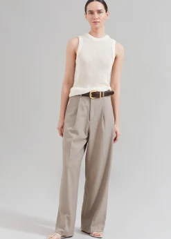 The Frankie Shop Nessi Pintuck Trousers Taupe Sale