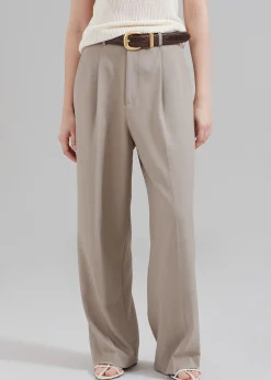 The Frankie Shop Nessi Pintuck Trousers Taupe Sale
