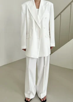 The Frankie Shop Nessi Pintuck Trousers White Hot