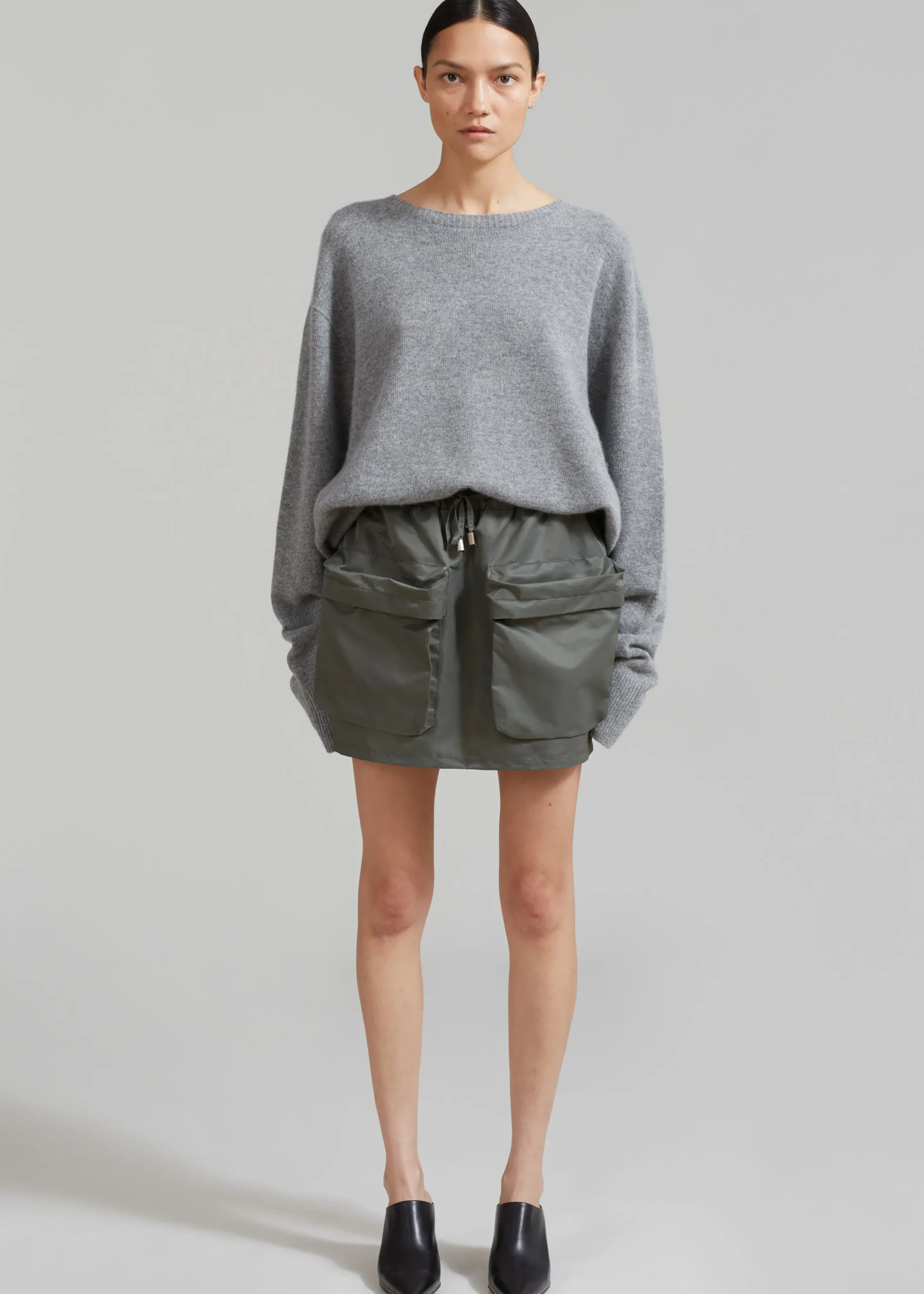 The Frankie Shop Neta Pocket Mini Skirt Olive