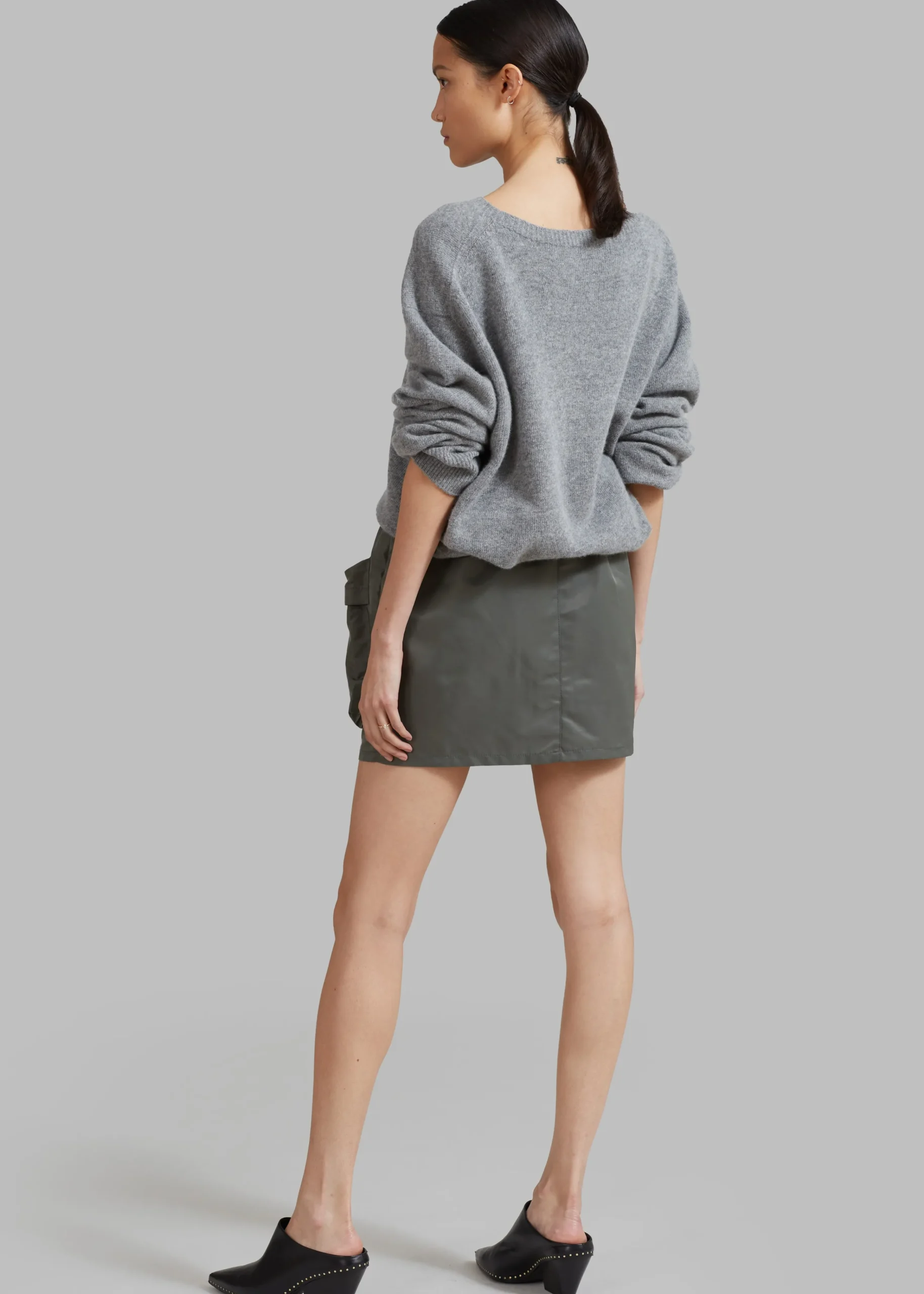 The Frankie Shop Neta Pocket Mini Skirt Olive
