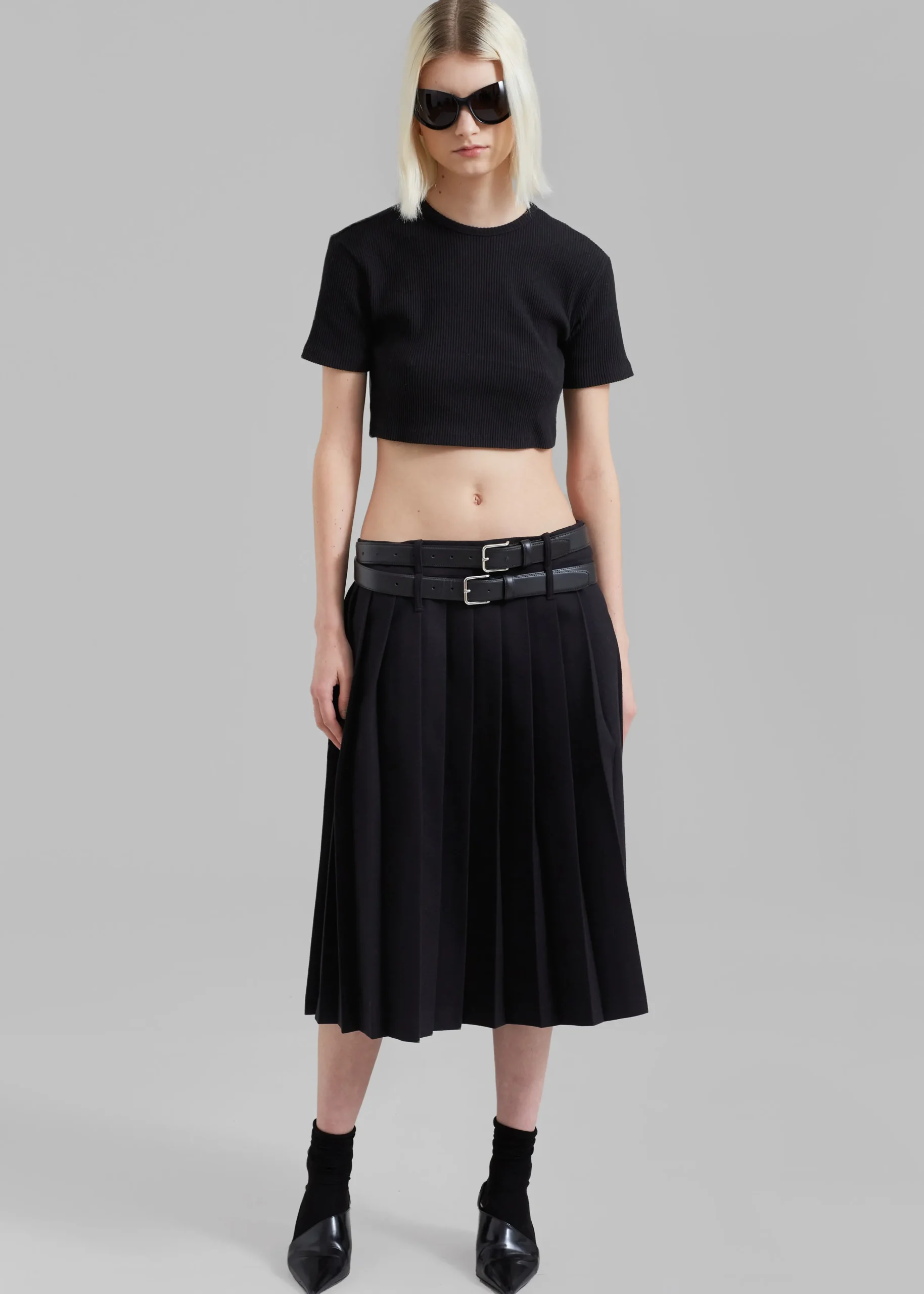 The Frankie Shop Nico Cropped Tee Black New