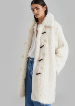 The Frankie Shop Noha Faux Fur Toggle Coat Cream Best