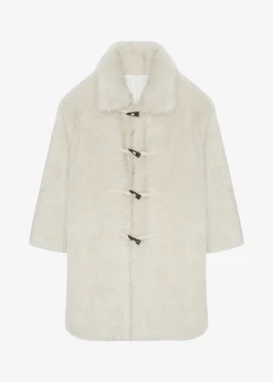 The Frankie Shop Noha Faux Fur Toggle Coat Cream Best