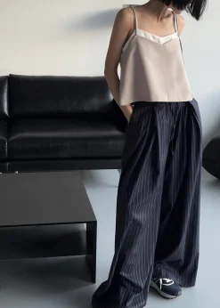 The Frankie Shop Noor Wide Pants Navy Pinstripe Hot