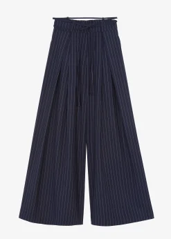 The Frankie Shop Noor Wide Pants Navy Pinstripe Hot
