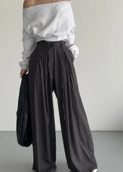 The Frankie Shop Noor Wide Pants Grey Pinstripe Sale