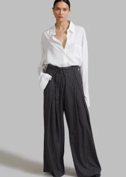 The Frankie Shop Noor Wide Pants Grey Pinstripe Sale