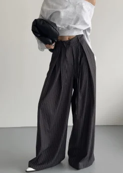 The Frankie Shop Noor Wide Pants Grey Pinstripe Sale