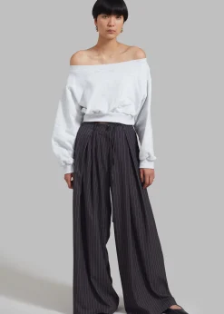 The Frankie Shop Noor Wide Pants Grey Pinstripe Sale