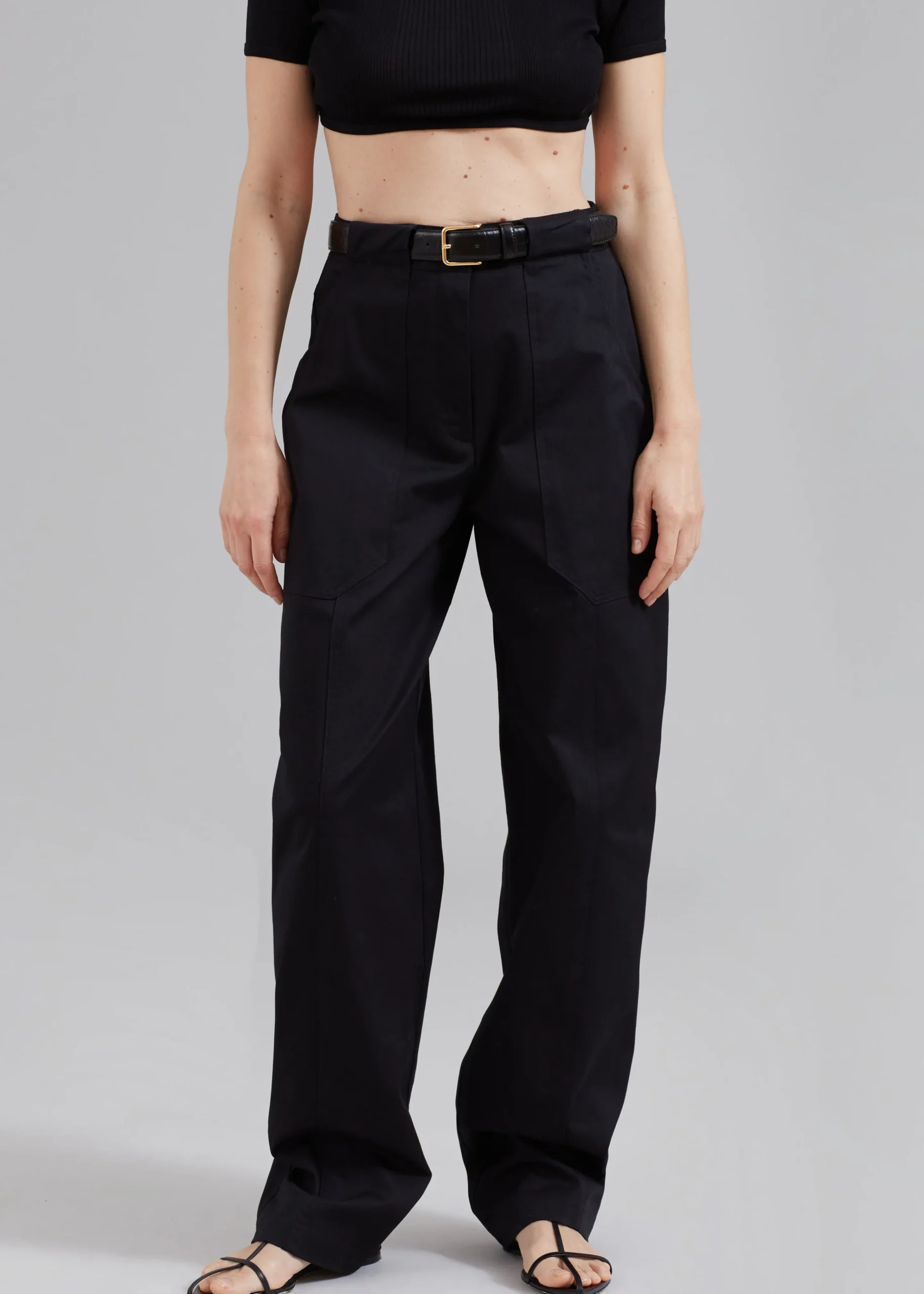 The Frankie Shop Norin Croc-Effect Belt Black Clearance