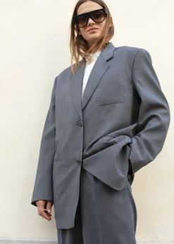 The Frankie Shop Notch Lapel Blazer Graphite