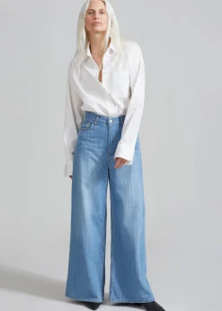 The Frankie Shop Odelle Wide Denim Pants Worn Wash Clearance