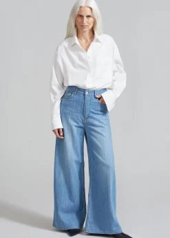 The Frankie Shop Odelle Wide Denim Pants Worn Wash Clearance