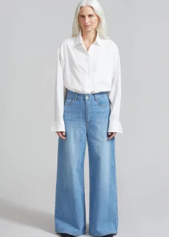 The Frankie Shop Odelle Wide Denim Pants Worn Wash Clearance