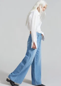 The Frankie Shop Odelle Wide Denim Pants Worn Wash Clearance