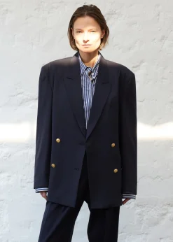 The Frankie Shop Oline Double Breasted Blazer Dark Navy New