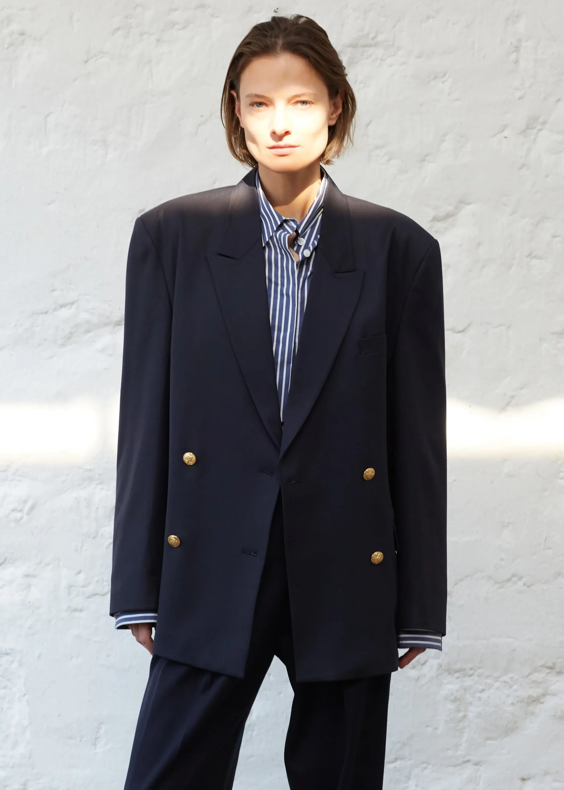 The Frankie Shop Oline Double Breasted Blazer Dark Navy New