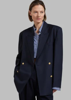 The Frankie Shop Oline Double Breasted Blazer Dark Navy New