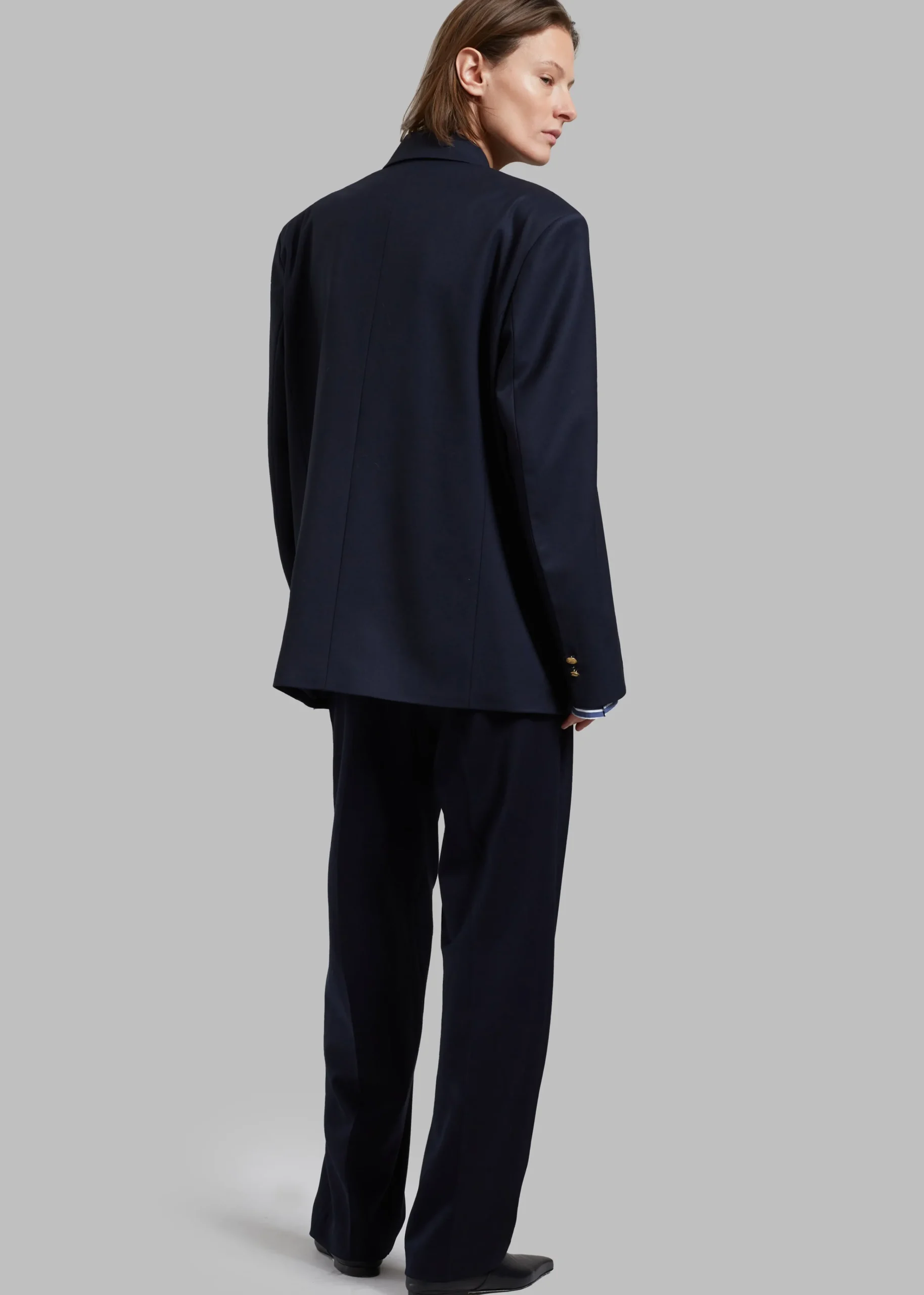 The Frankie Shop Oline Double Breasted Blazer Dark Navy New