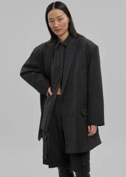 The Frankie Shop Omoka Blazer Black Pinstripe Clearance