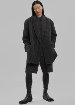 The Frankie Shop Omoka Blazer Black Pinstripe Clearance
