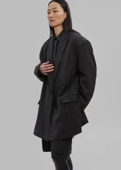 The Frankie Shop Omoka Blazer Black Pinstripe Clearance