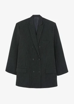 The Frankie Shop Omoka Blazer Black Pinstripe Clearance