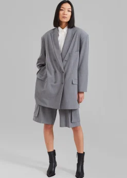 The Frankie Shop Omoka Blazer Grey Pinstripe Hot