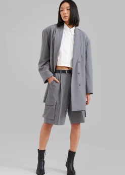 The Frankie Shop Omoka Blazer Grey Pinstripe Hot