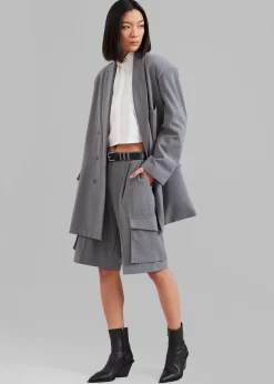 The Frankie Shop Omoka Blazer Grey Pinstripe Hot