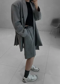 The Frankie Shop Omoka Blazer Grey Pinstripe Hot