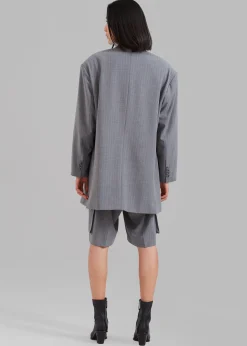 The Frankie Shop Omoka Blazer Grey Pinstripe Hot
