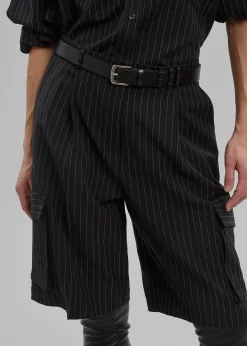 The Frankie Shop Omoka Cargo Trouser Shorts Black Pinstripe Online