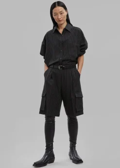 The Frankie Shop Omoka Cargo Trouser Shorts Black Pinstripe Online