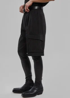 The Frankie Shop Omoka Cargo Trouser Shorts Black Pinstripe Online