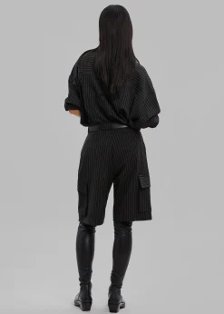 The Frankie Shop Omoka Cargo Trouser Shorts Black Pinstripe Online