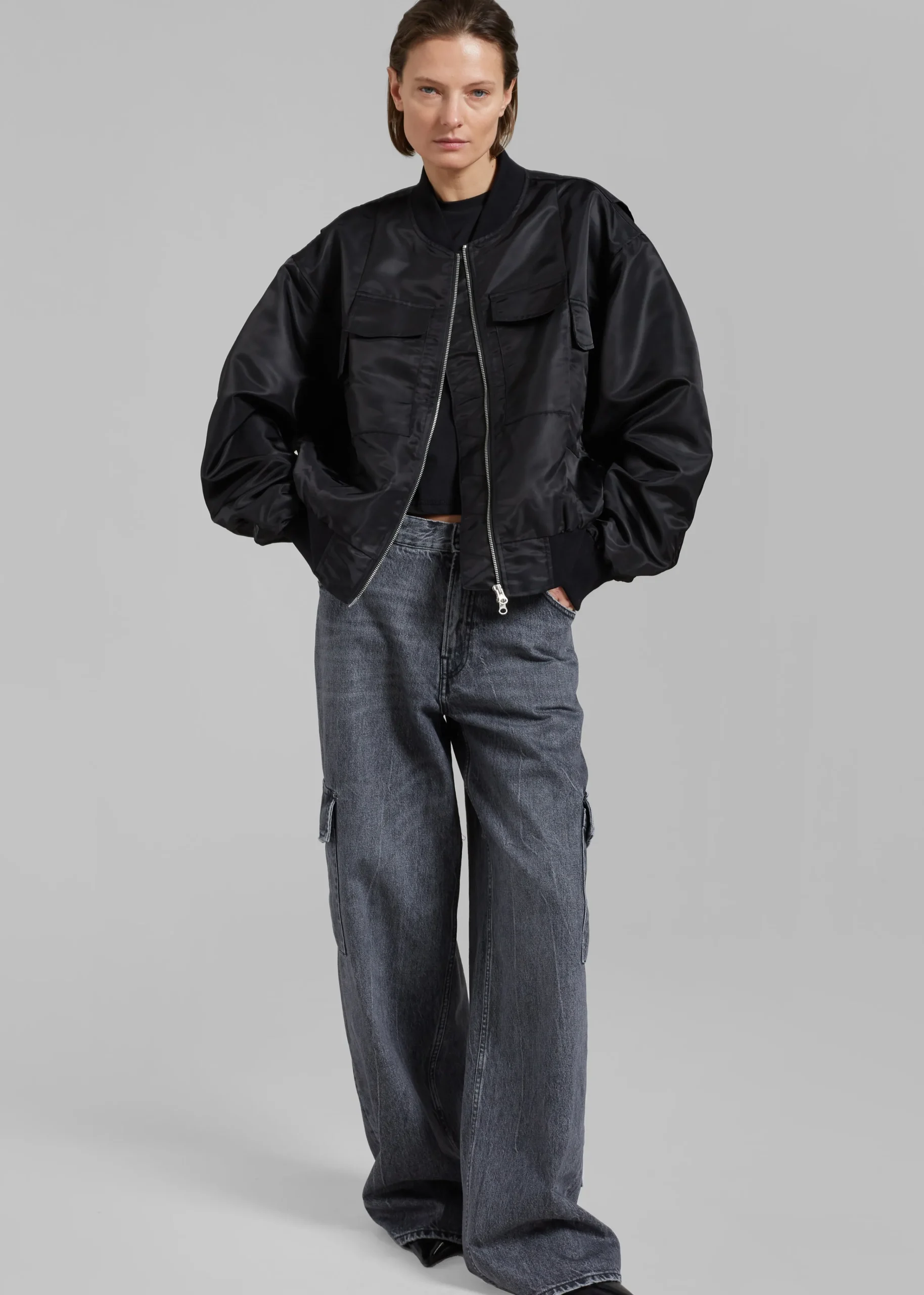 The Frankie Shop Onyx Bomber Jacket Black Outlet