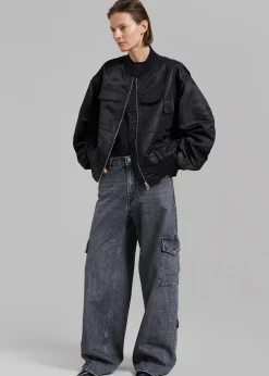 The Frankie Shop Onyx Bomber Jacket Black Outlet