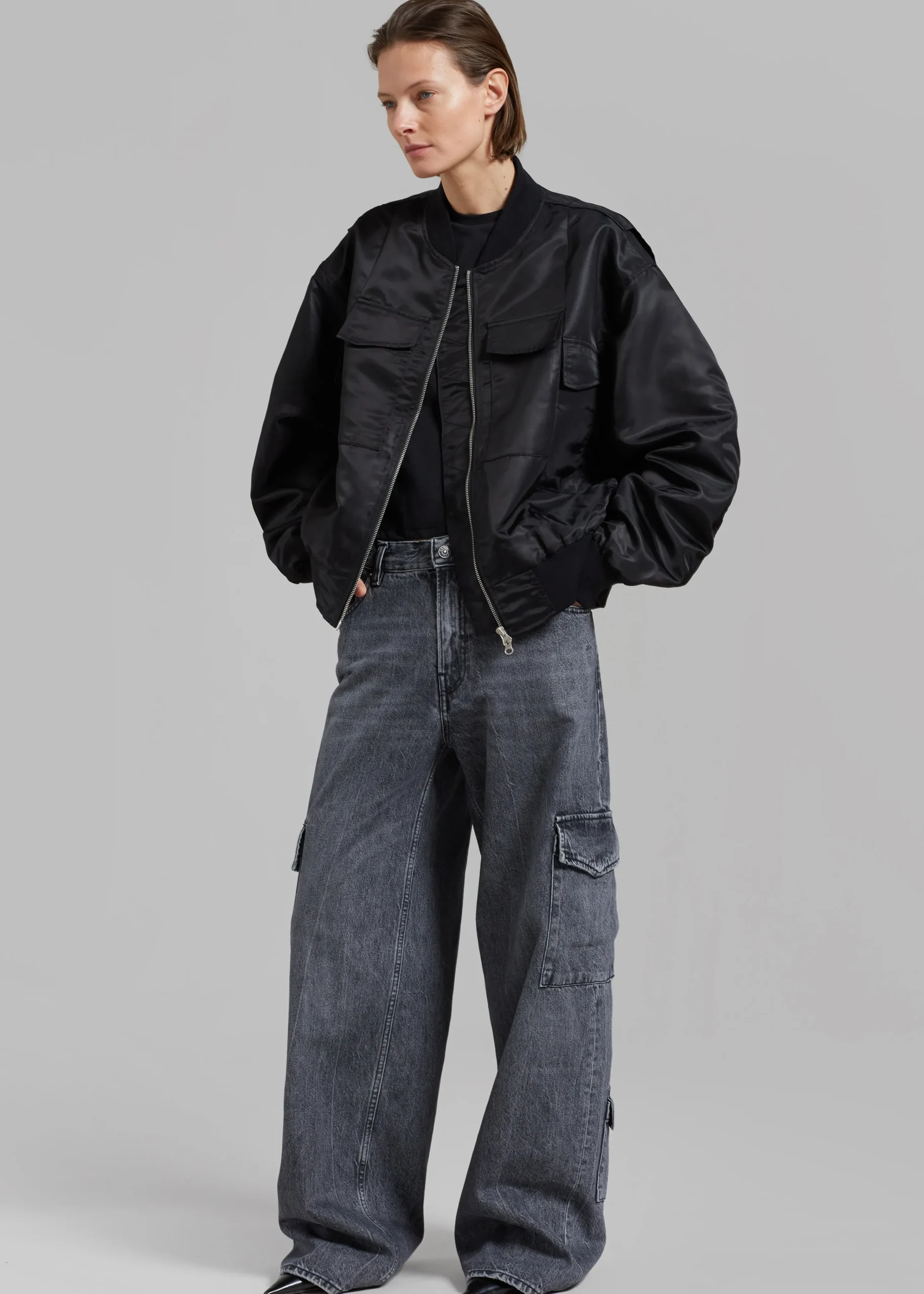 The Frankie Shop Onyx Bomber Jacket Black Outlet