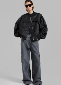 The Frankie Shop Onyx Bomber Jacket Black Outlet