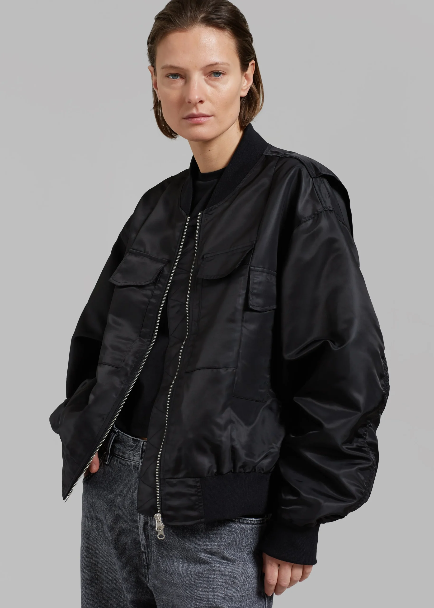 The Frankie Shop Onyx Bomber Jacket Black Outlet