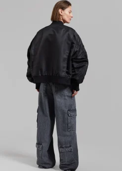 The Frankie Shop Onyx Bomber Jacket Black Outlet