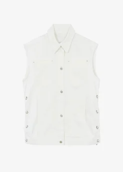 The Frankie Shop Ora Lace Up Denim Vest Cream New